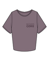 The Crop Tee - Mauve - Wicked Core - Left Chest & Back Center - Printed - Tone on Tone