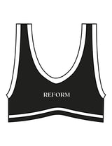 The Piped Bra - Black - REFORM Pilates Studio - Center Chest & Center Back - Printed - White