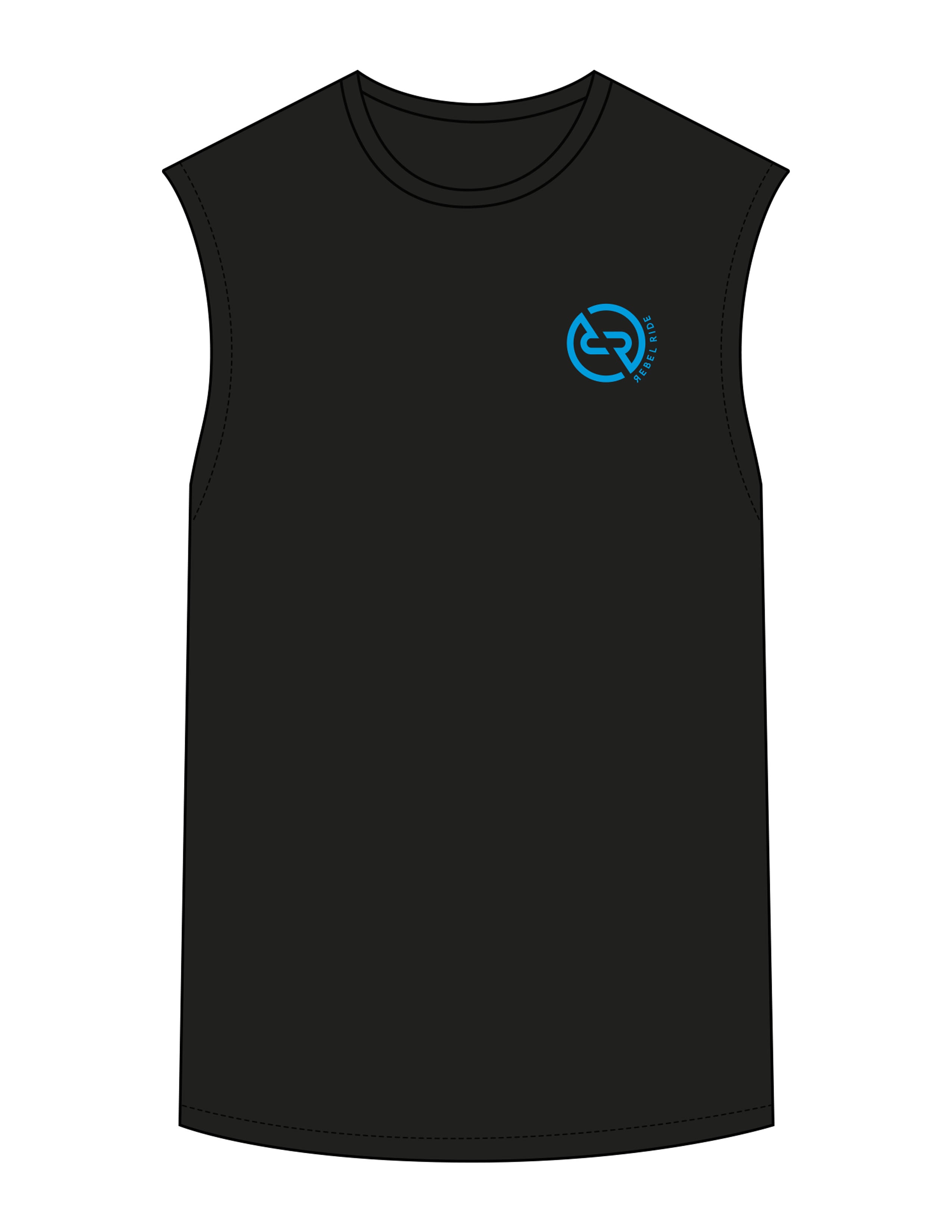 The Mens Classic Tank - Black - Rebel Ride - Left Chest Icon - Printed - Blue