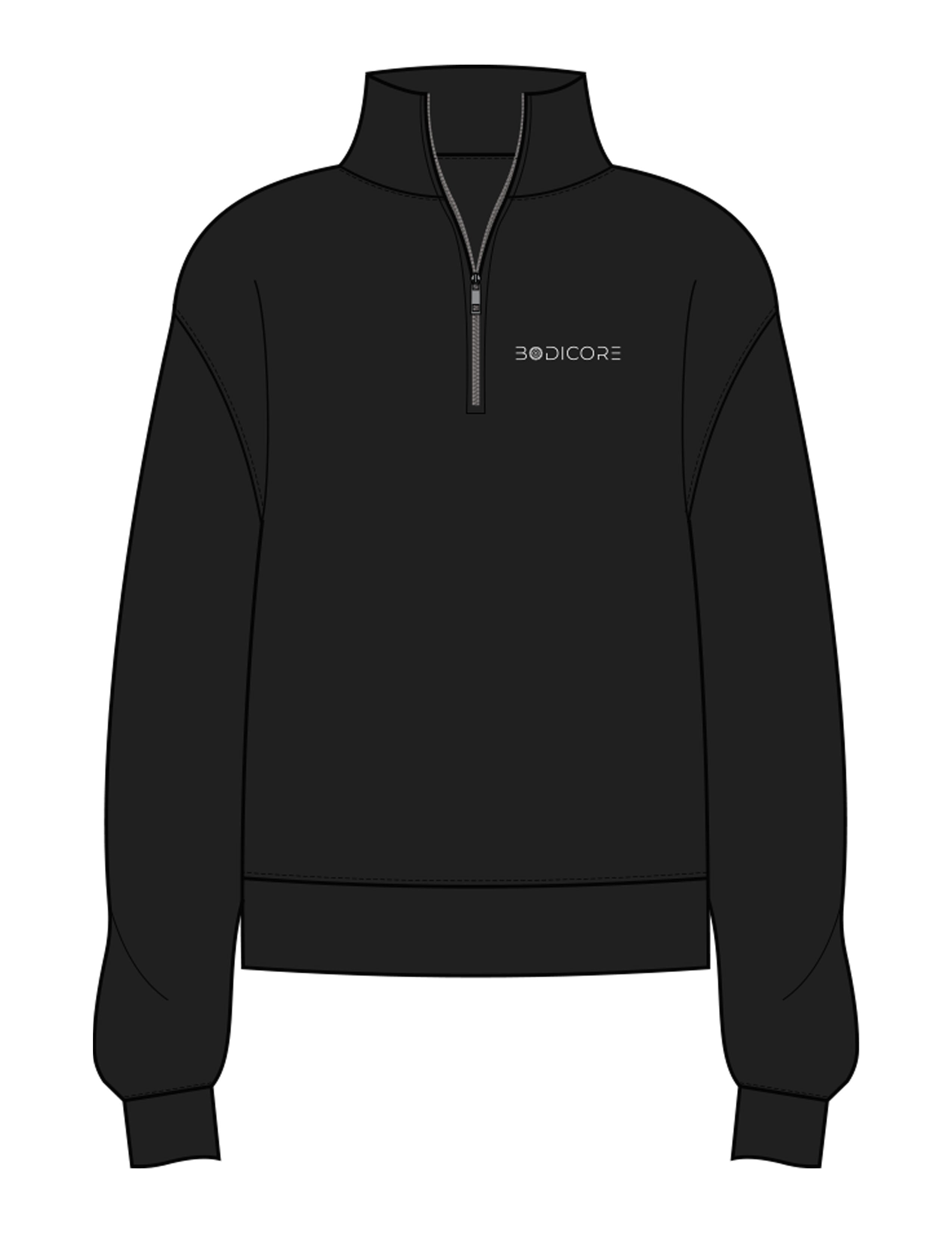 The Womens 1/4 Zip - Black - Bodicore - Left Chest & Full Back - Printed - Full Color