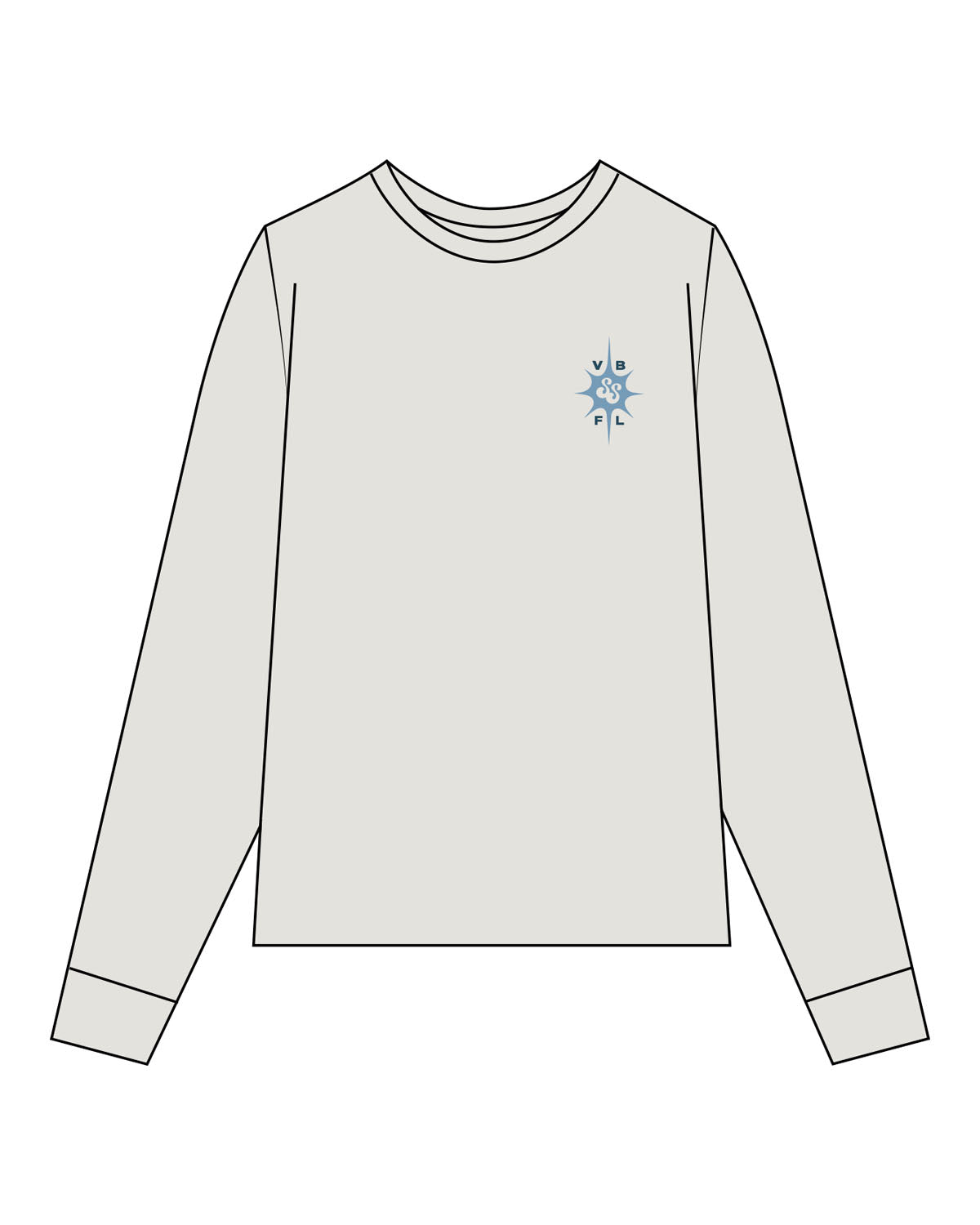 The Womens Heavyweight Long Sleeve - Washed Bone - Sunrise Sculpt - Left Chest & Back Stacked - Printed - Full Color