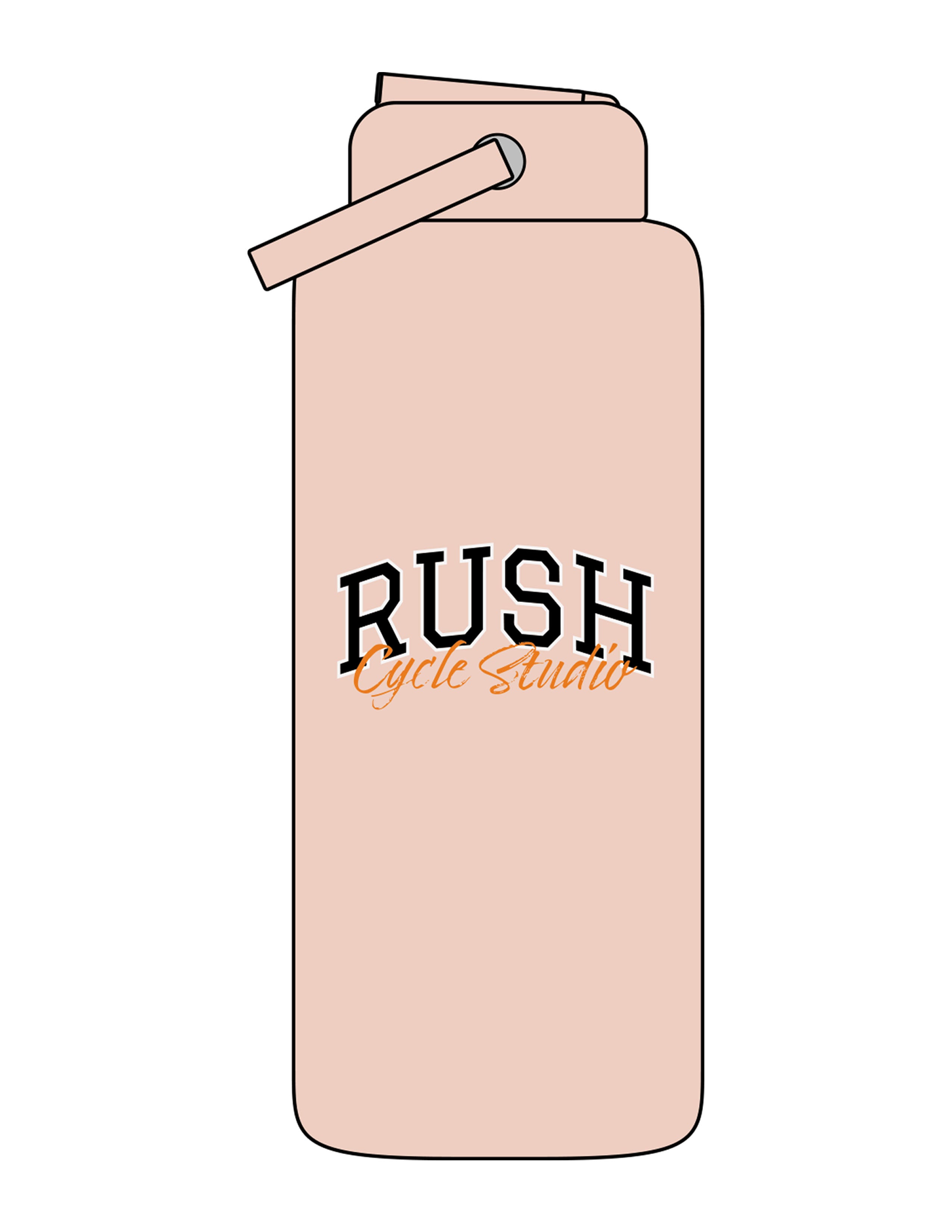 The Wide Mouth Water Bottle - Pale Pink - Rush Cycle Studio - Center Body Stacked - Printed - Full Color