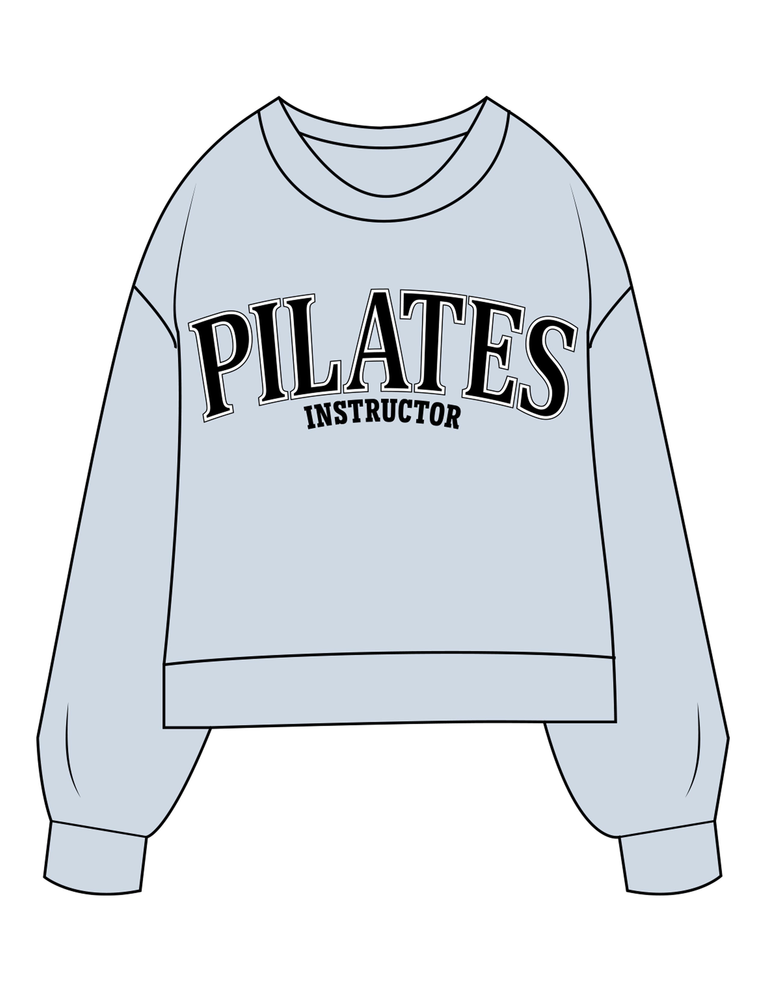 The Womens Sueded Crewneck - Denim Blue - Powerhouse Fitness - Center Chest Stacked & Back Stacked - Printed - Full Color