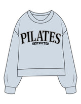 The Womens Sueded Crewneck - Denim Blue - Powerhouse Fitness - Center Chest Stacked & Back Stacked - Printed - Full Color