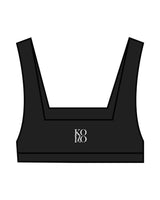 The Box Cut Bra - Black - Komo Studio - Center Chest & Center Back Stacked - Printed - White