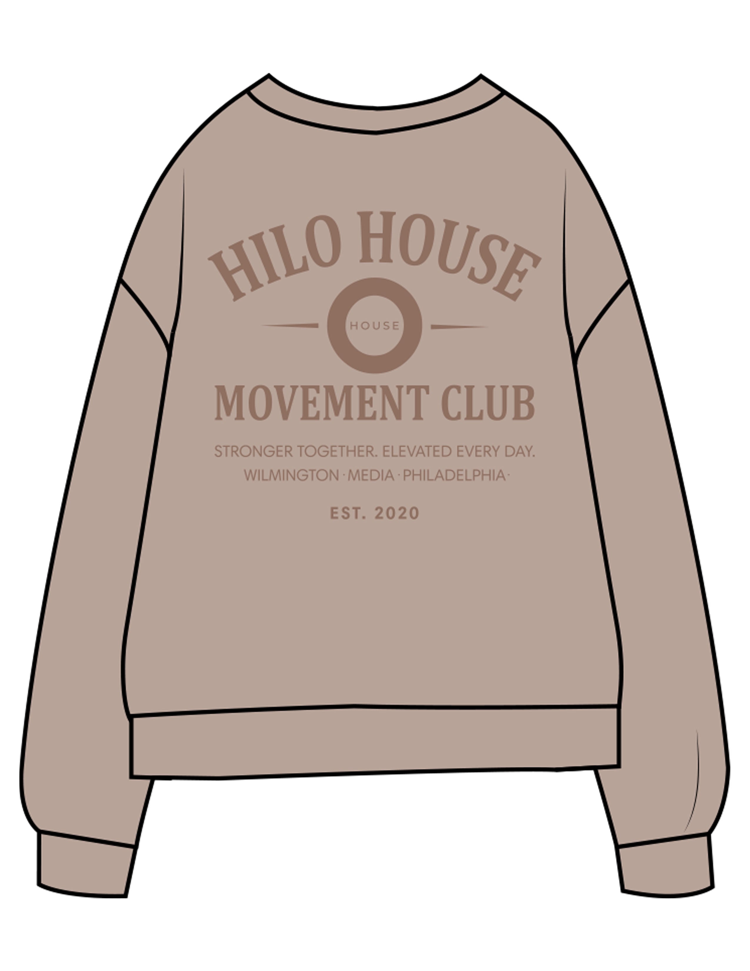 The Midweight Unisex Crewneck - Washed Cement - HiLo - Center Chest & Back Stacked - Printed - Tone on Tone