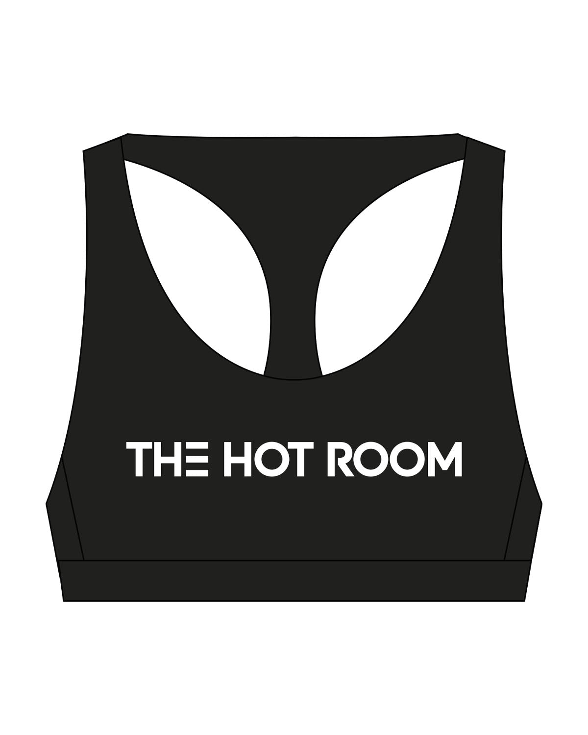 The Racer Bra - Black - The Hot Room - Center Chest - Printed - White