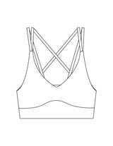 The Strappy Bra - White - F45 West Park - Center Back Stacked - Printed - Navy