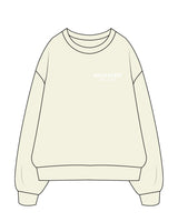 The Womens Crewneck - Butter - Megabarre - Left Chest & Back Center Stacked - White