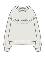The Womens Crewneck - Washed Bone - The Oak Method - Center Chest Stacked & Back Neckline - Printed - Dark Green