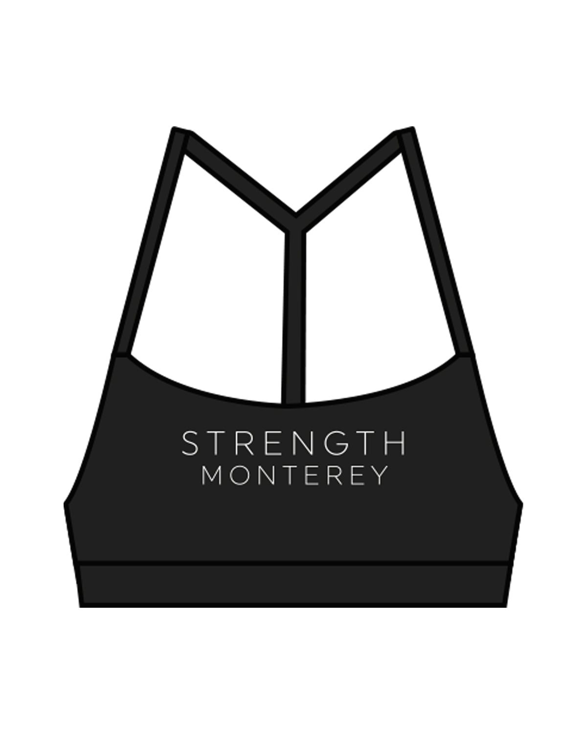 The Basic Bra - Black - Strength Monterey - Center Chest Stacked & Center Back - White
