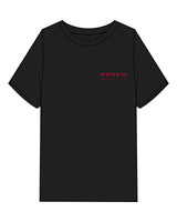 The Mens Heavyweight Tee - Black - Renew - Left Chest Stacked & Back Center Stacked - Red