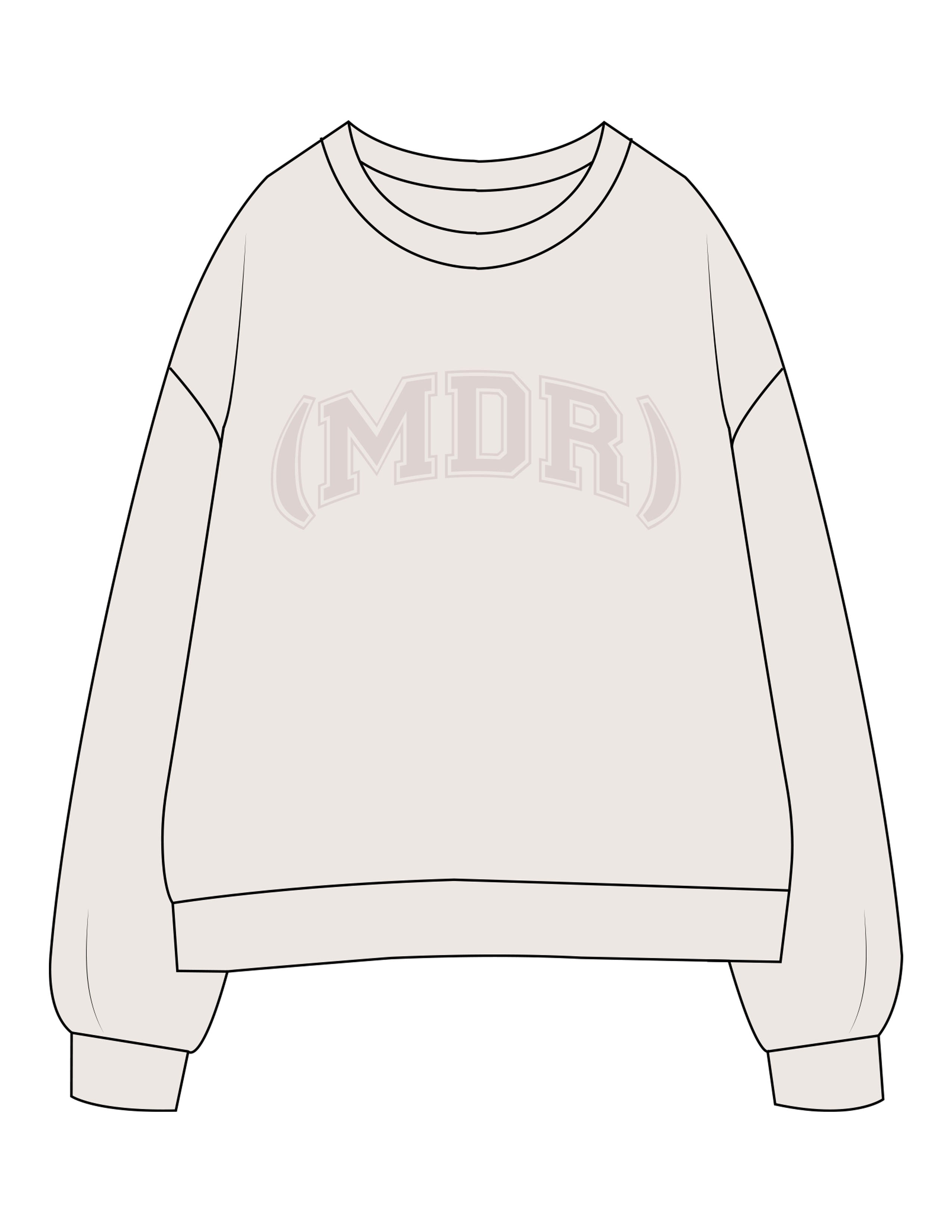 The Womens Crewneck - Bone - The Studio (MDR) - Center Chest - Printed - Tone on Tone