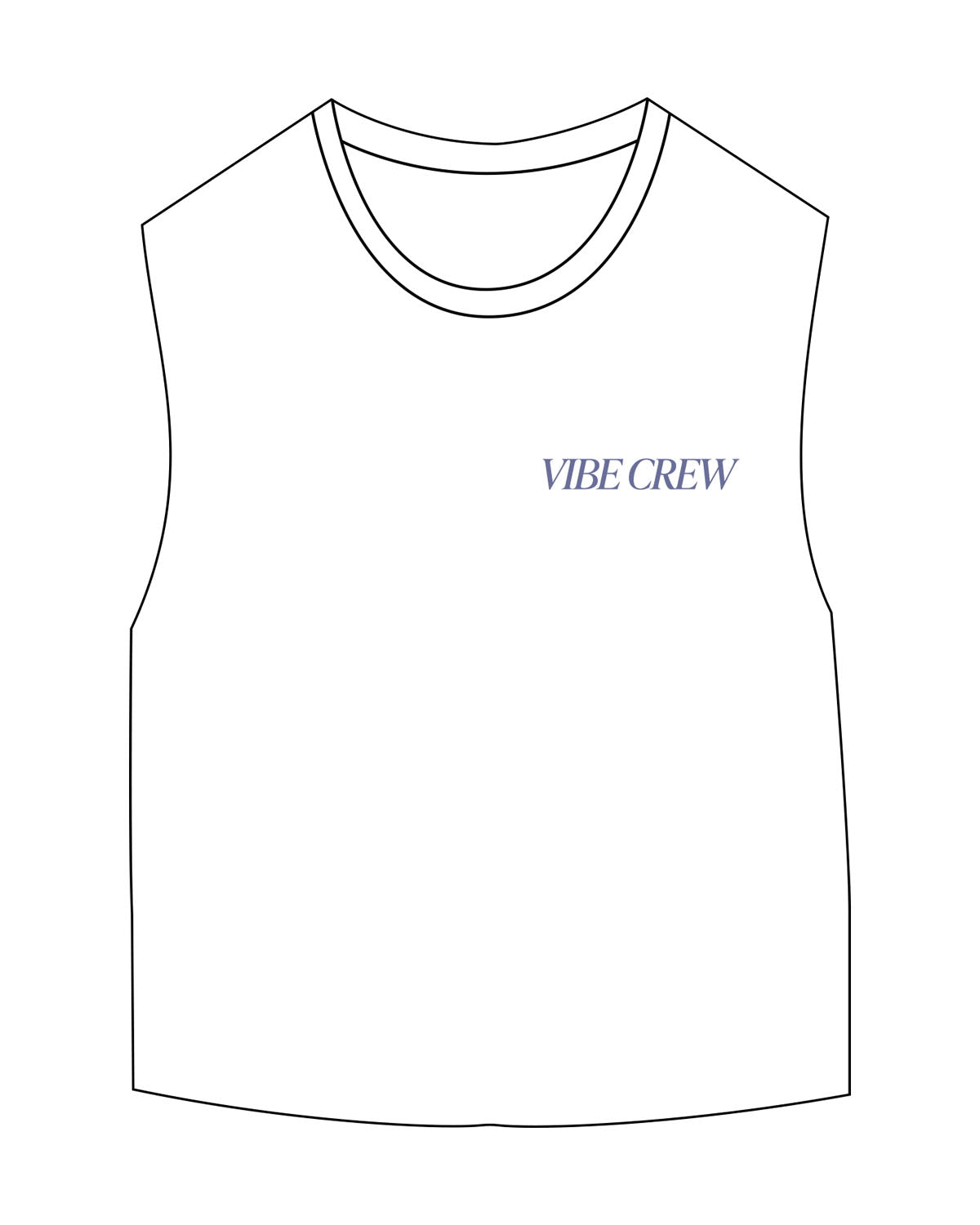 The Micro Rib Basic Crop Tank - White - Vibe Barre - Left Chest - Printed - Purple