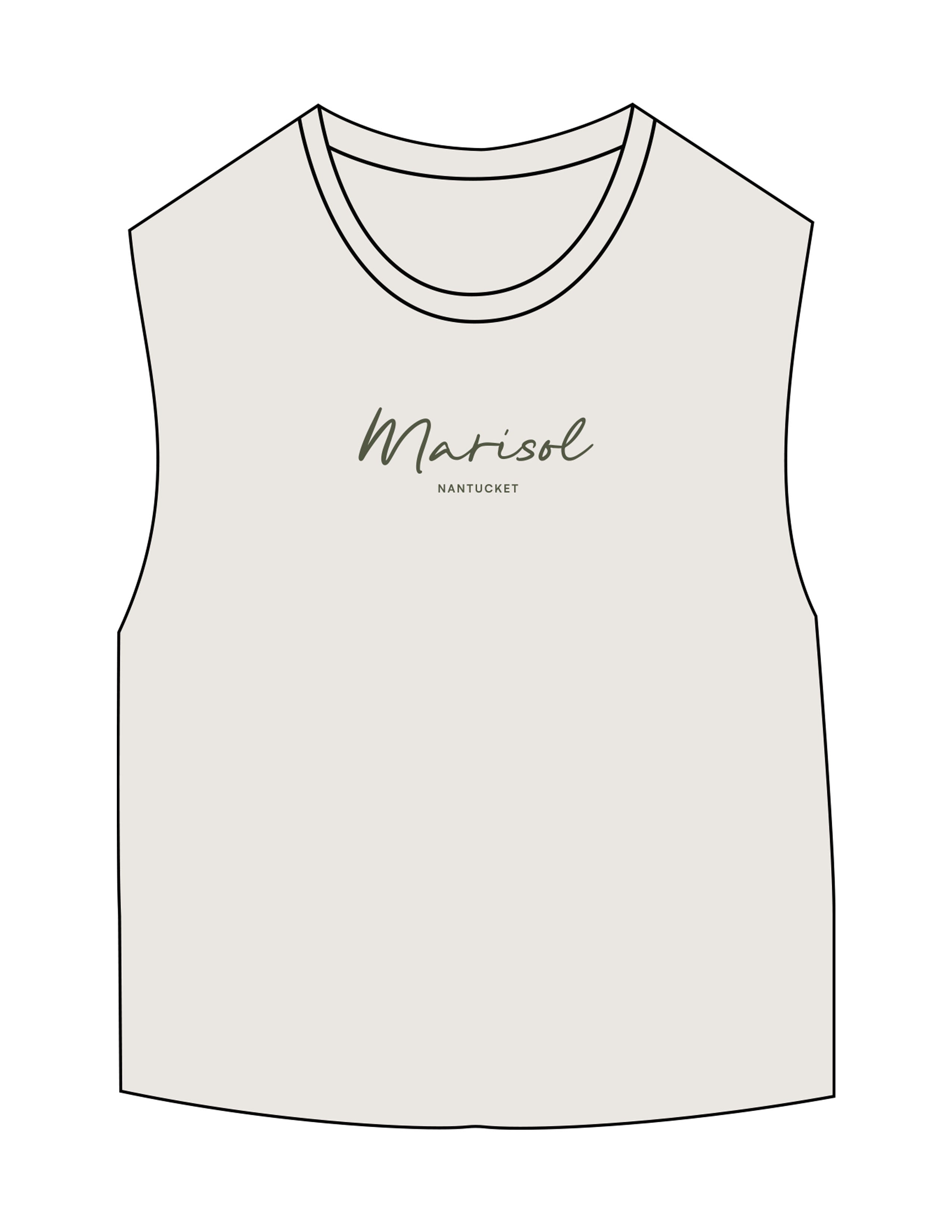The Micro Rib Basic Crop Tank - Natural - Forme Barre Nantucket - Center Chest Stacked - Printed - Olive