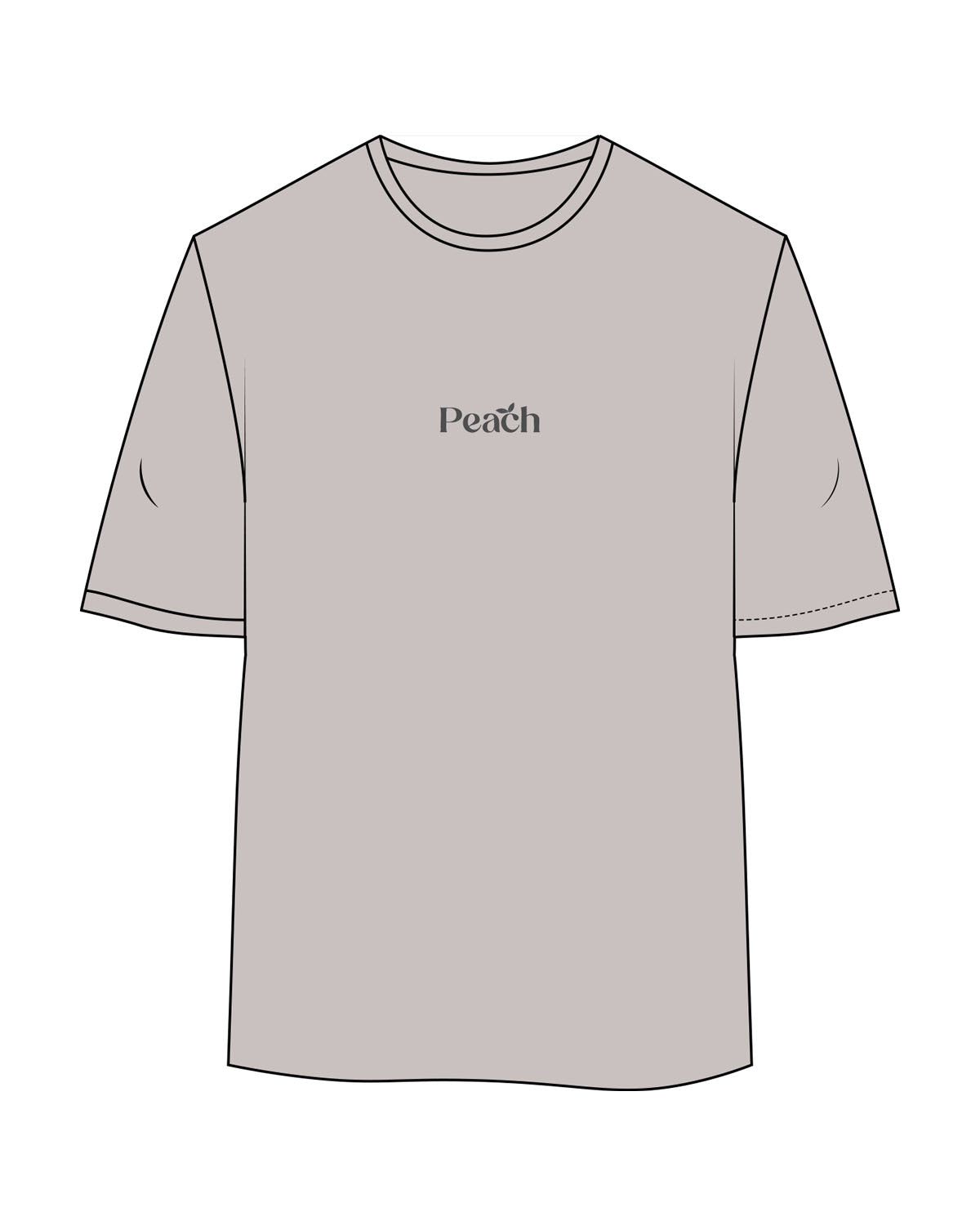 The Womens Oversized Tee - Storm - Peach F.L - Center Chest - Printed - Charcoal