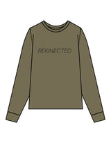 The Mens Long Sleeve - Army - REKINECTED - Center Chest & Center Back Circular - Printed - Black
