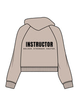 The Womens Crop Hoodie - Bone - Haute Barre - Center Chest & Back Stacked - Black