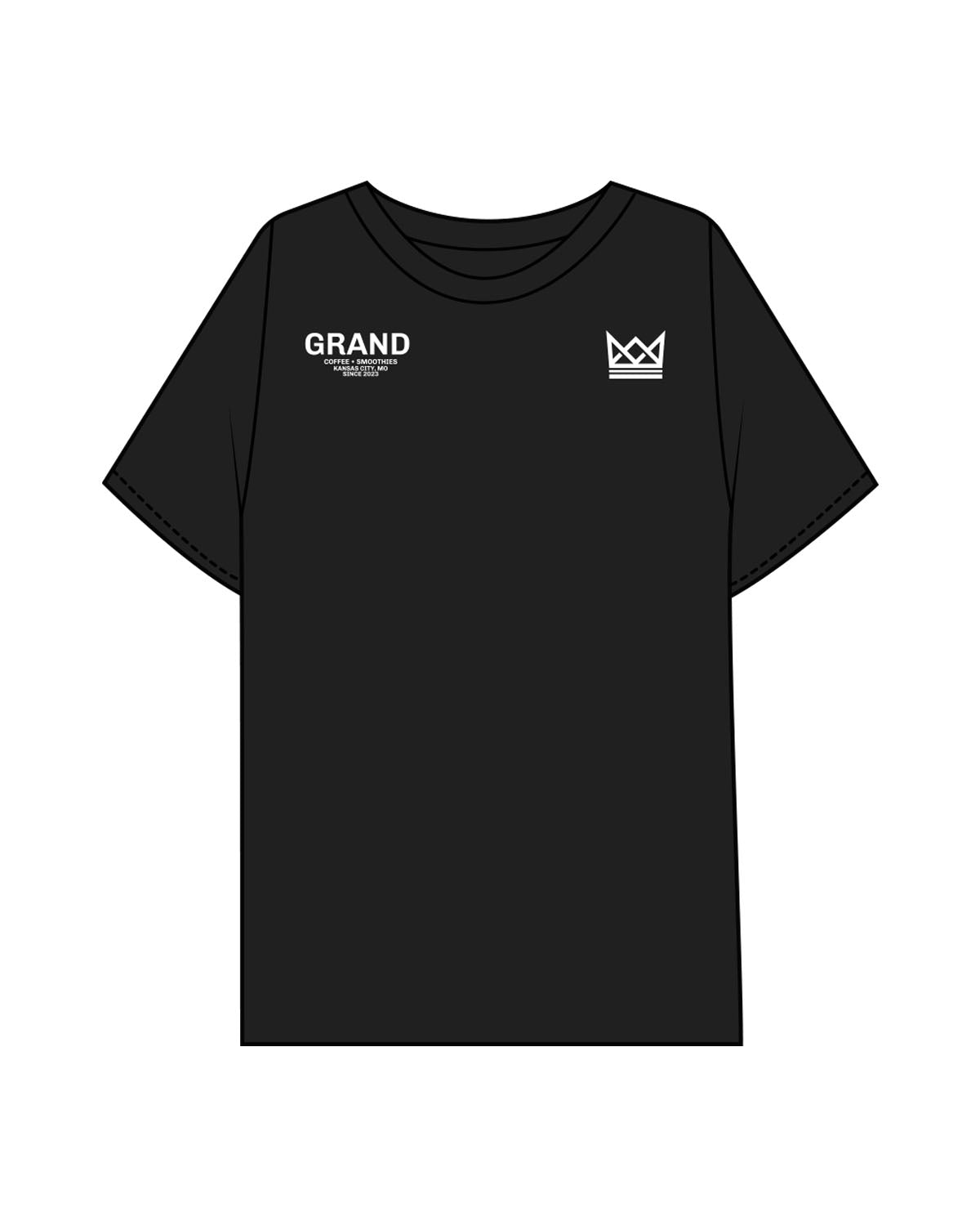 The Mens Boxy Tee - Black - Grand Co - Left & Right Upper Chest - Back Stacked "RUN CLUB" - Printed - White