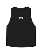 The Crop Muscle Racerback - Black - Gladden Gains - Center Chest - Printed - White