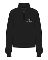 The Womens 1/4 Zip - Black - The Oak Method - Left Chest Stacked - White Printed