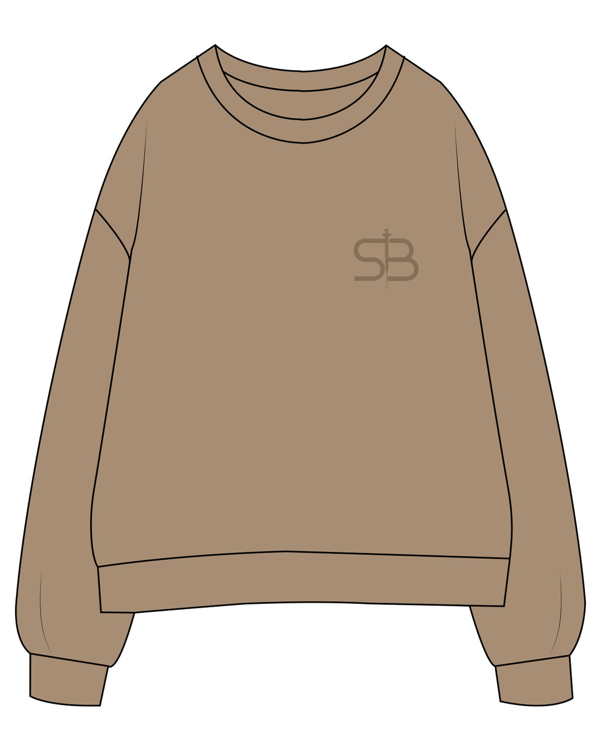 The Mens Crewneck - Sand - Injections by SB - Left Chest & Back Stacked - Printed - Tone on Tone