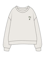 The Womens Crewneck -  Bone - STUDIO 7 - Left Chest Logo - Printed - Sage