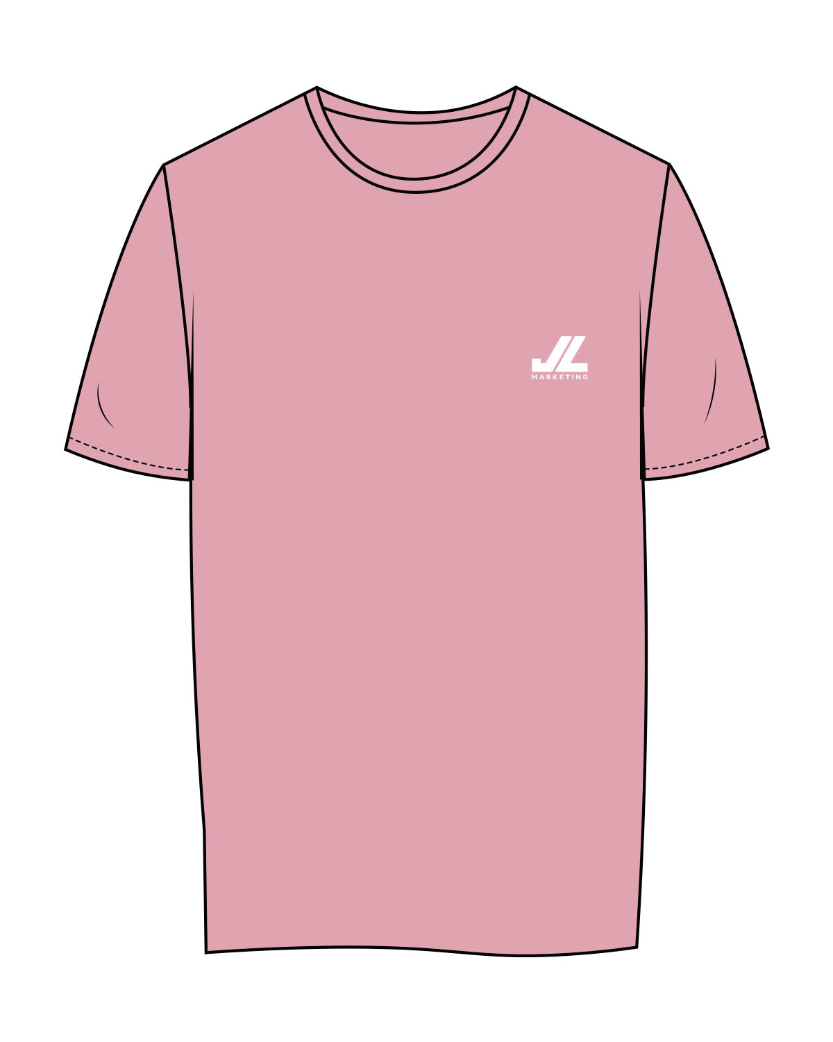 The Womens Tee - Bubblegum - JL Marketing - Left Chest - Printed - White