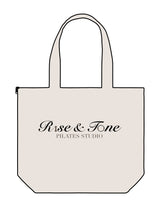 The Zipper Tote Bag - Natural - Rise and Tone - Center Body Stacked - Printed - Full Color