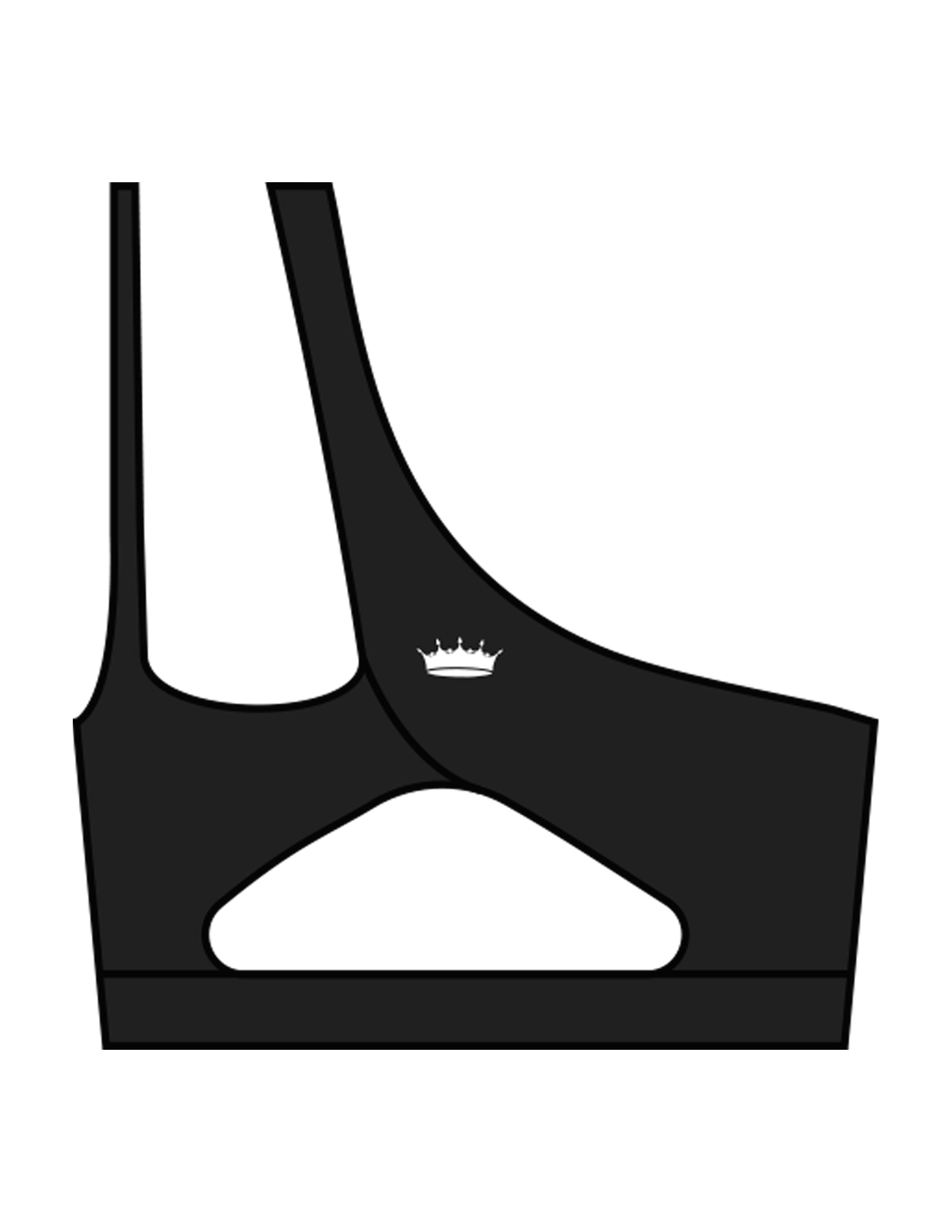 The One Shoulder Bra - Black - Spin Queen - Center Chest & Center Back - Printed - White