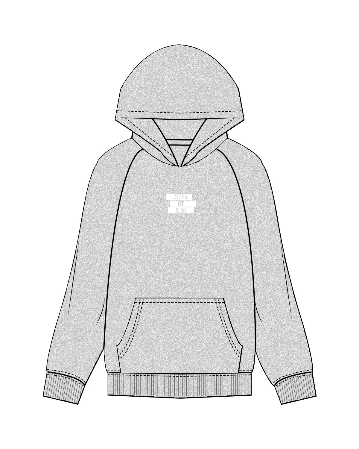 The Mens Hoodie - Heather - Alpha Fit - Chest Center Stacked - White