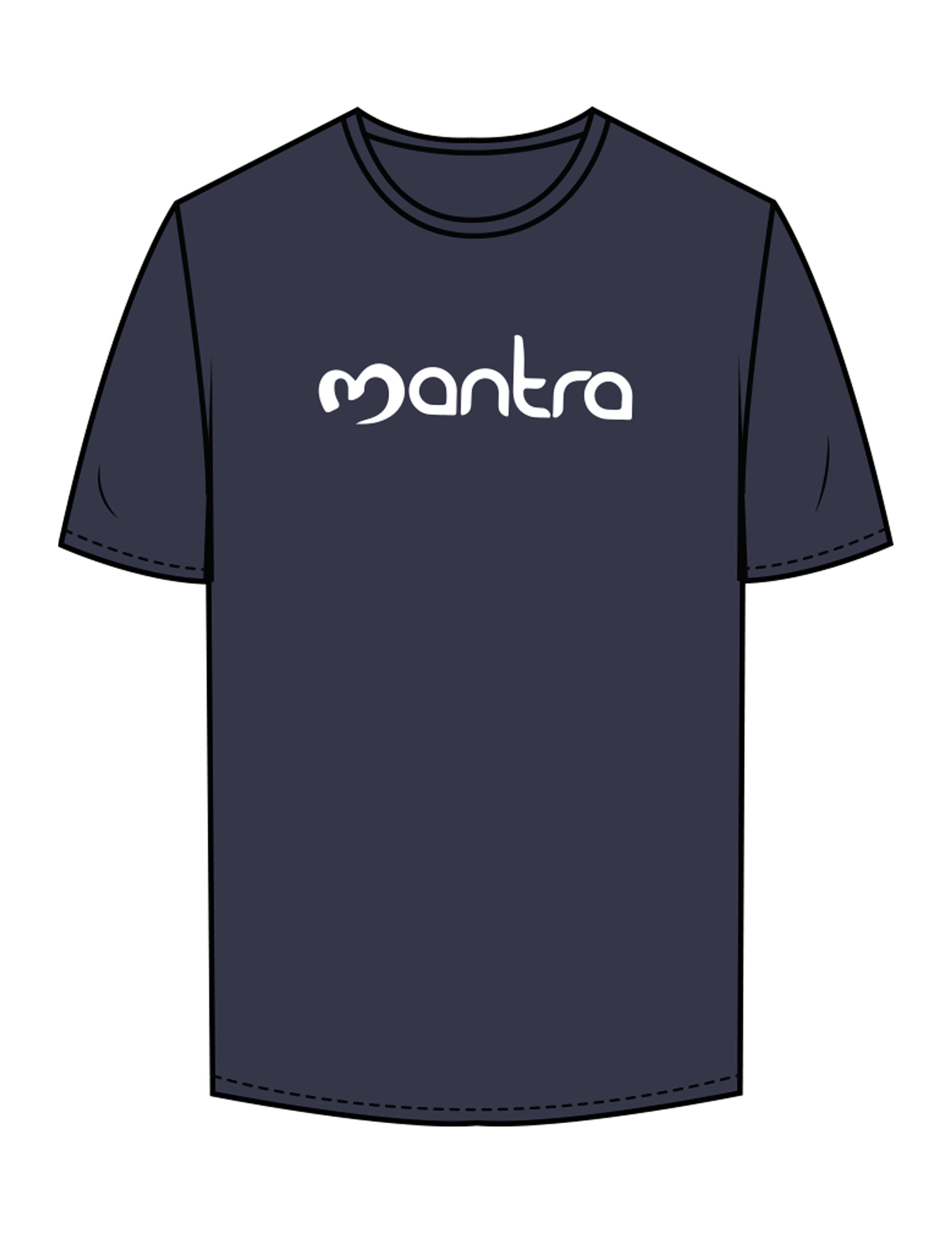 The Mens Tee - Midnight - Mantra - Center Chest & Back Neckline - Printed - White