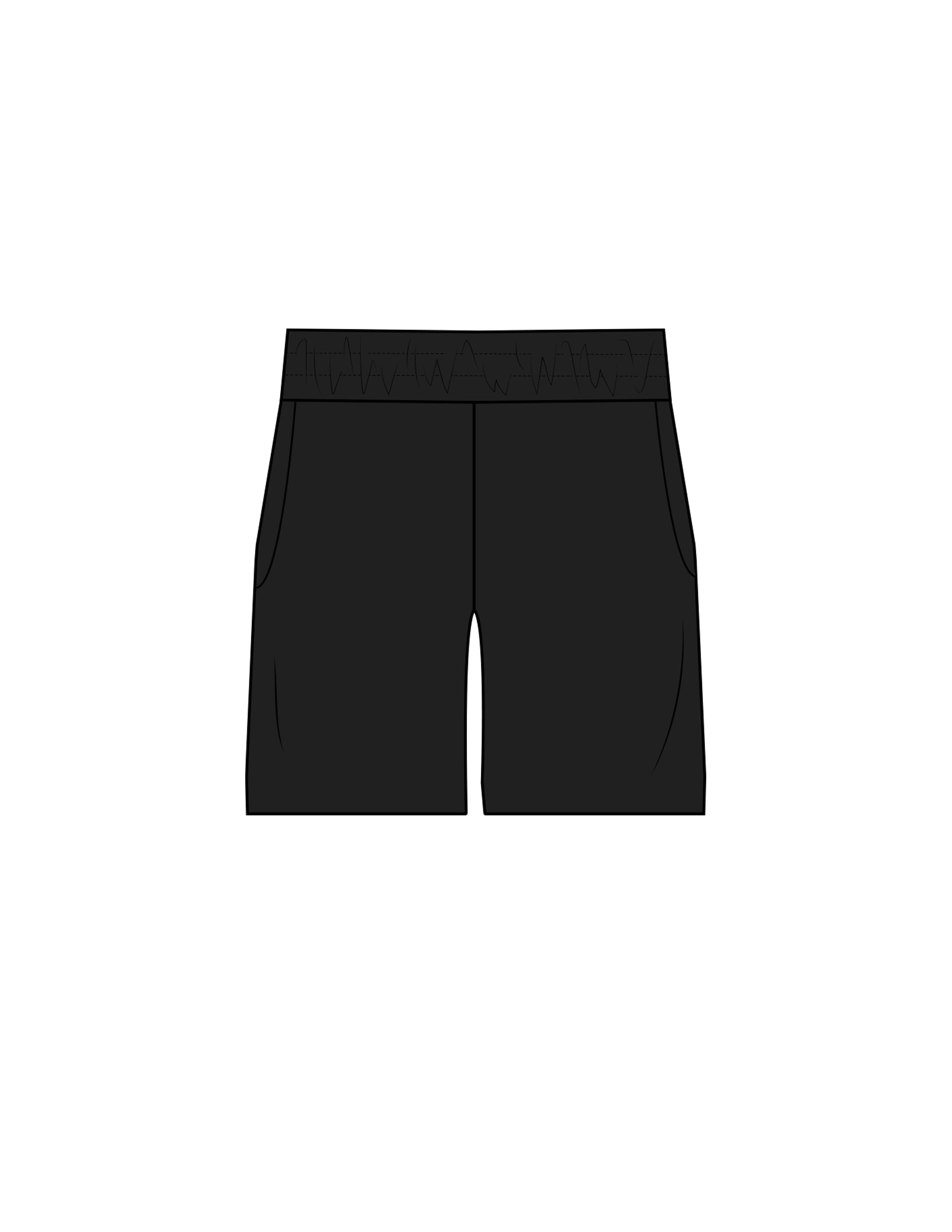The Mens Swim Short - Black - NSpiers - Back Right Leg - Printed - White