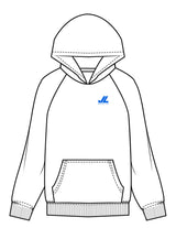The Mens Hoodie - White - JL Marketing - Left Chest - Printed - Blue