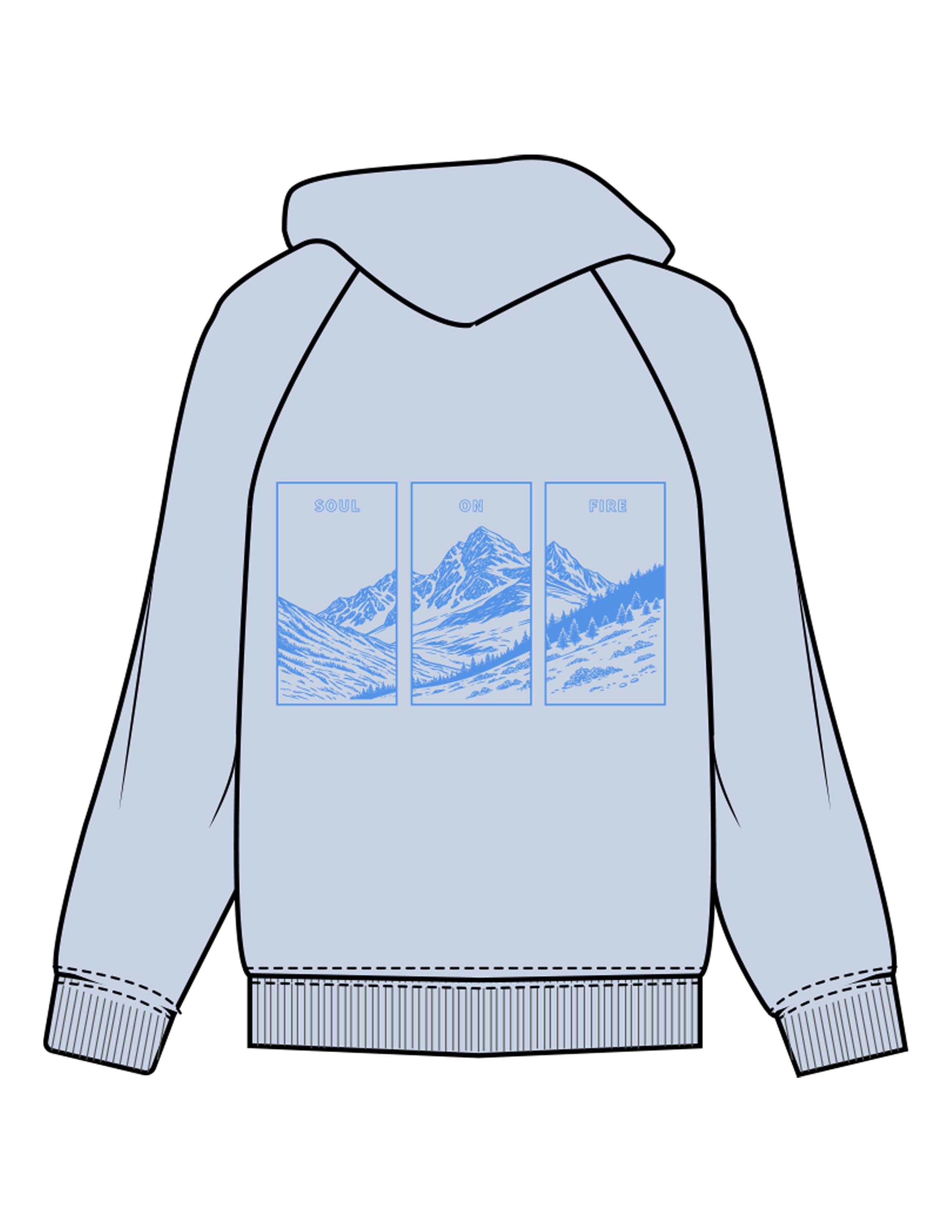 The Mens Hoodie - Powder - Plum Creek Church - Center Chest Stacked & Back Image - Printed - Full Color