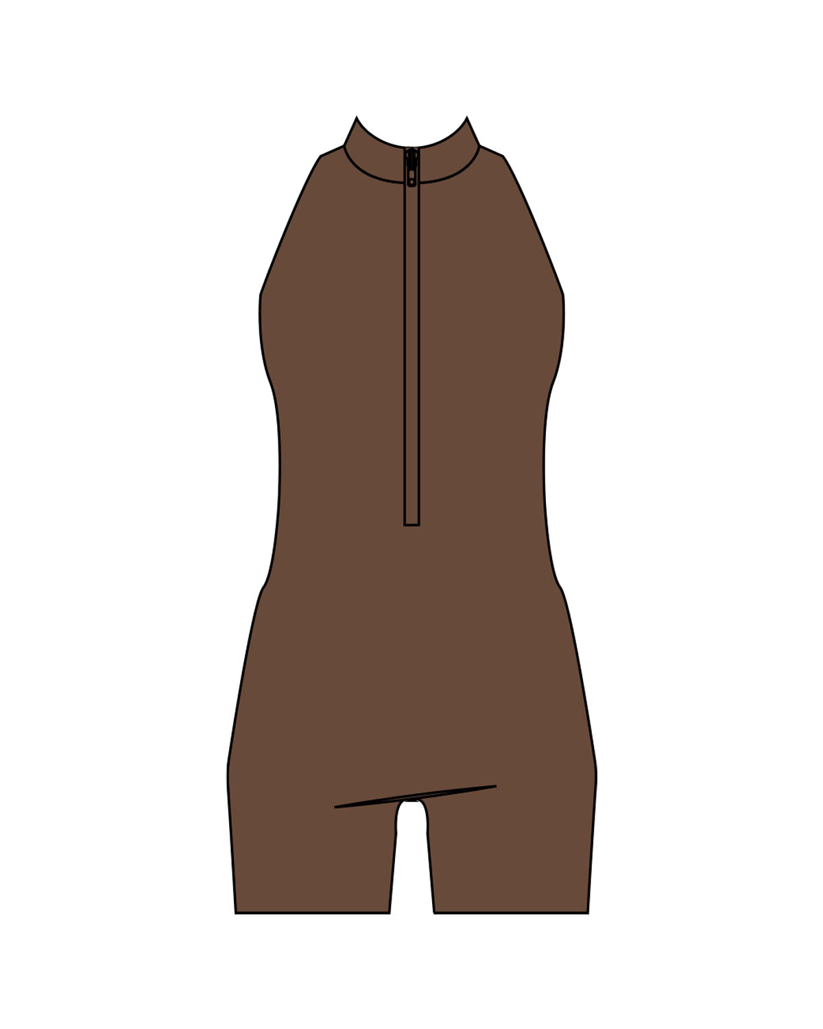 The High Neck Zip Jumpsuit - Brown - The Whole You Wellness - Back Neckline - Printed - White