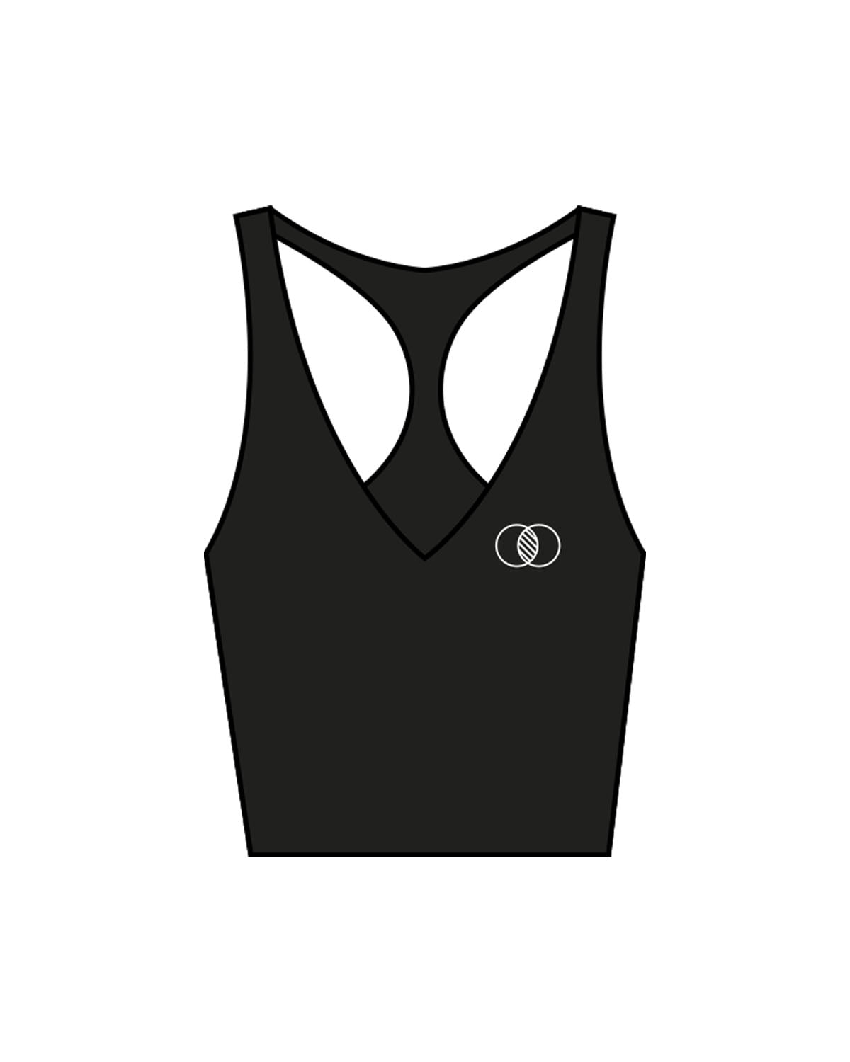 The Racer Tank - Black - Co-Op Pilates - Left Chest & Center Back - Printed - White