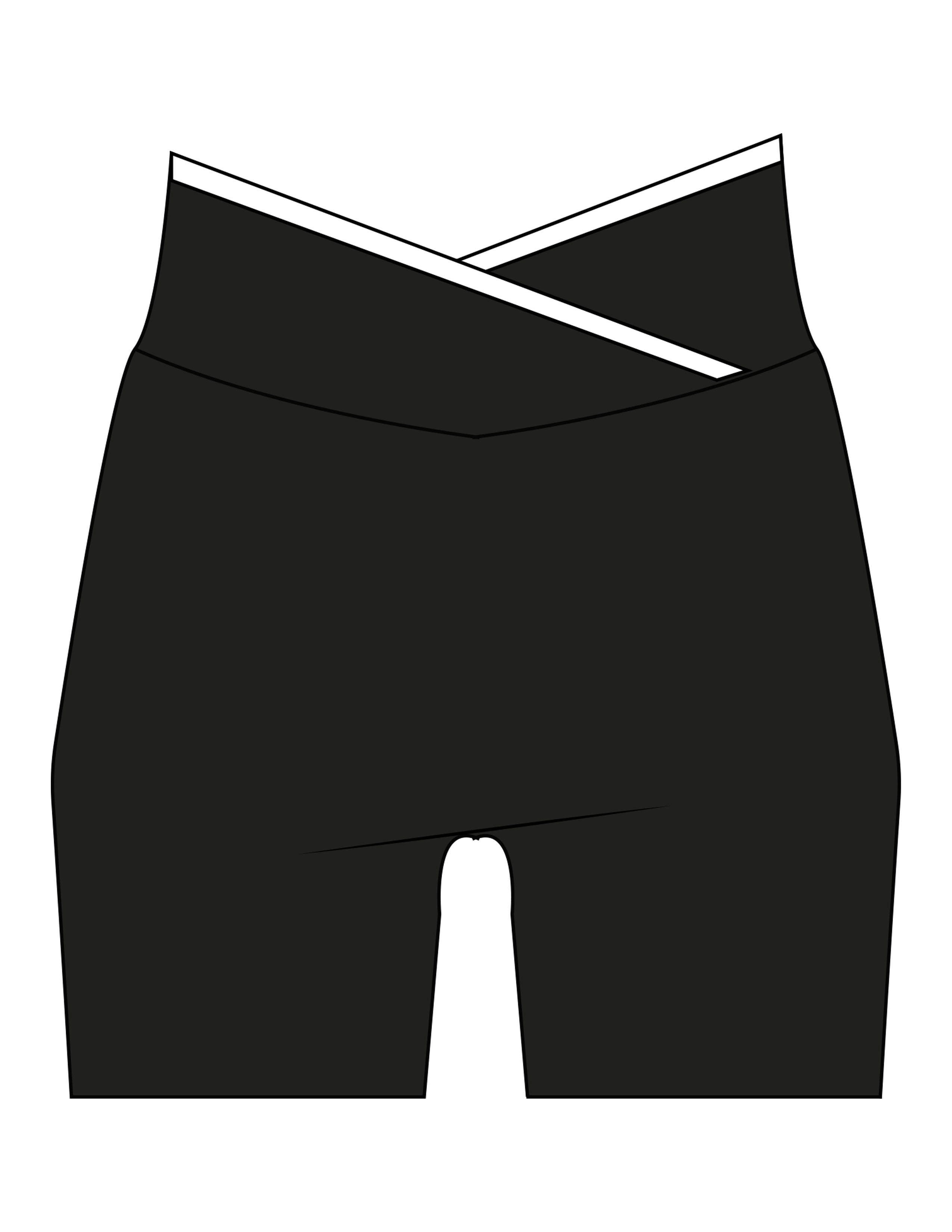 The Piped Crossover Short - Black - Saltvault - Back Waistline - Printed - White