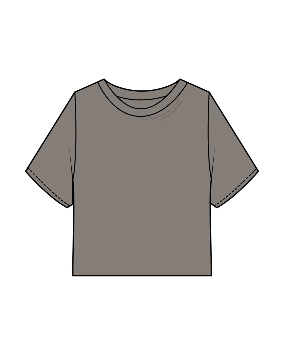 The Heavyweight Crop Tee - Washed Gray - GlowPilates - Front Neckline & Back Stacked - Printed - Tone on Tone