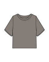 The Heavyweight Crop Tee - Washed Gray - GlowPilates - Front Neckline & Back Stacked - Printed - Tone on Tone