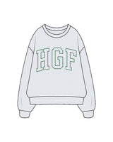 The Mens Crewneck - White Heather - Higher Ground - Center Chest Arched - Printed - Forest Green