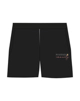The Womens Jogger Shorts - Black - Positively Fit - Left Leg Stacked - Printed - Full Color