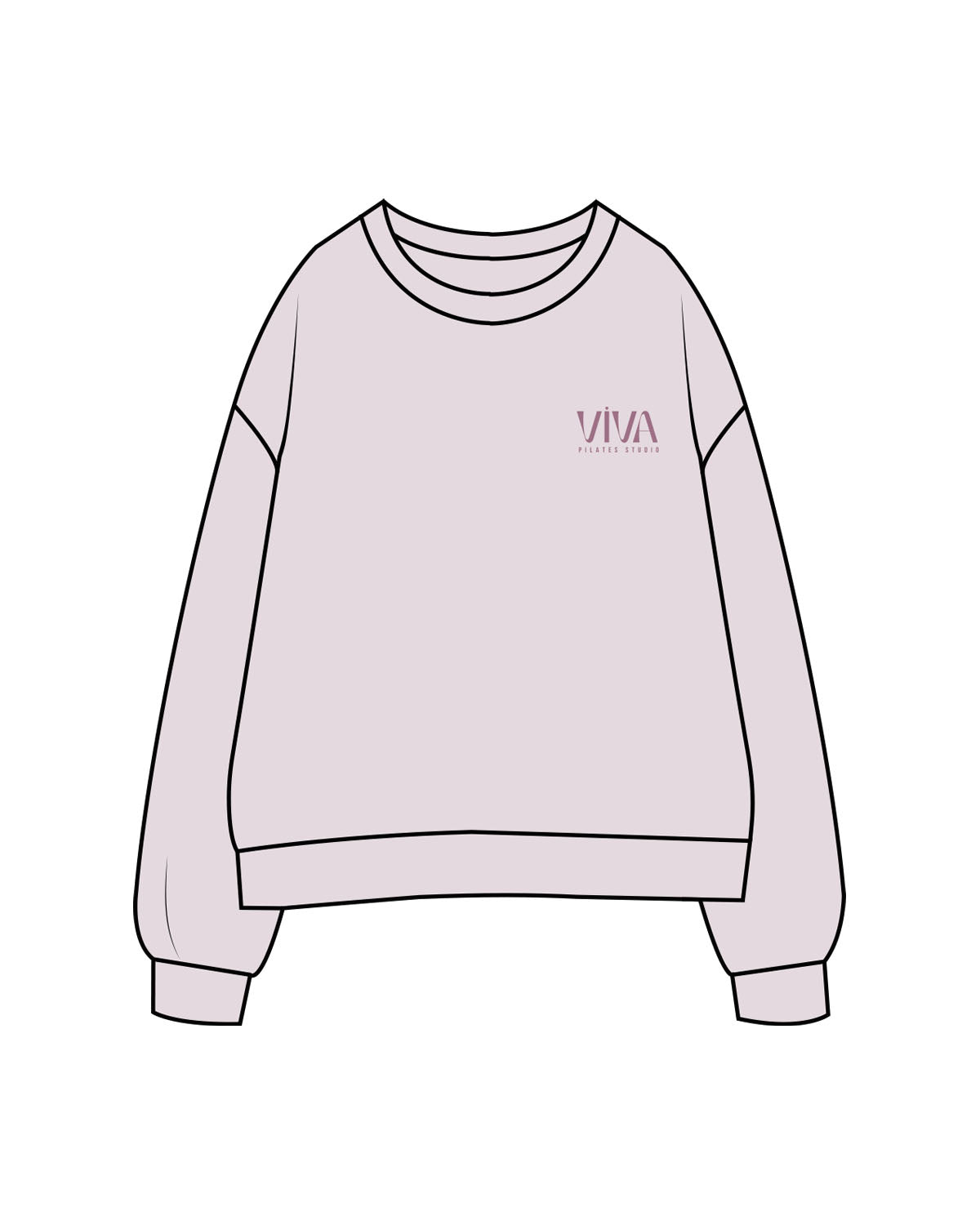 The Womens Crewneck - Orchid - Viva Pilates- Left Chest Stacked - Printed - Tone on Tone
