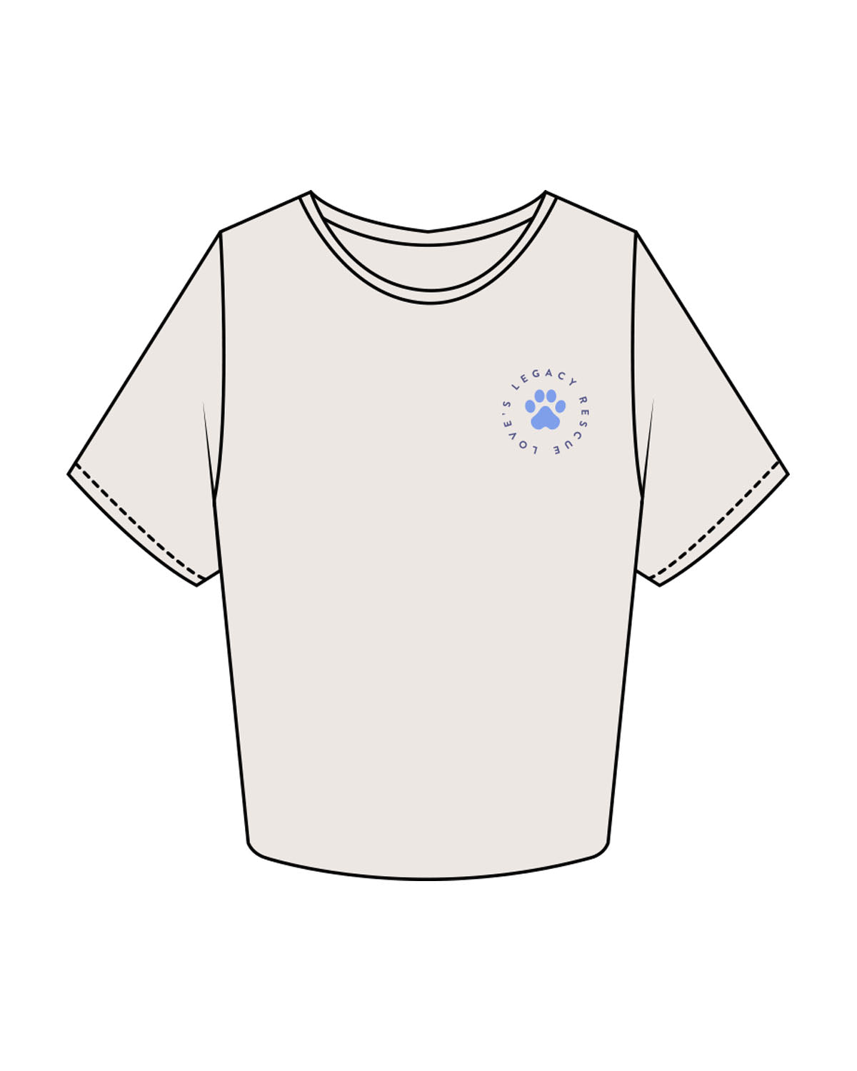 The Crop Tee - Bone - LLR - Left Chest - Back Center - Printed - Full Color