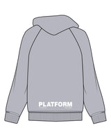 The Womens Zip Hoodie - Heather - Platform - Left Chest - Back Bottom - Printed - White