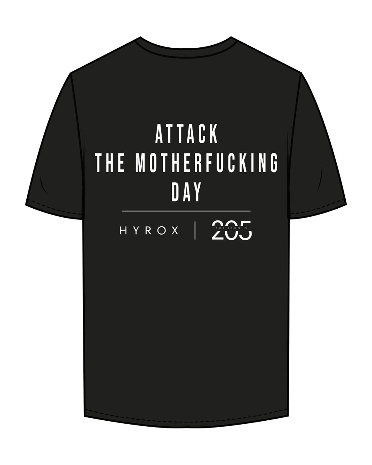 The Mens Tee - Black - Studio 205 - Left Chest Stacked - Back Stacked - Printed - White