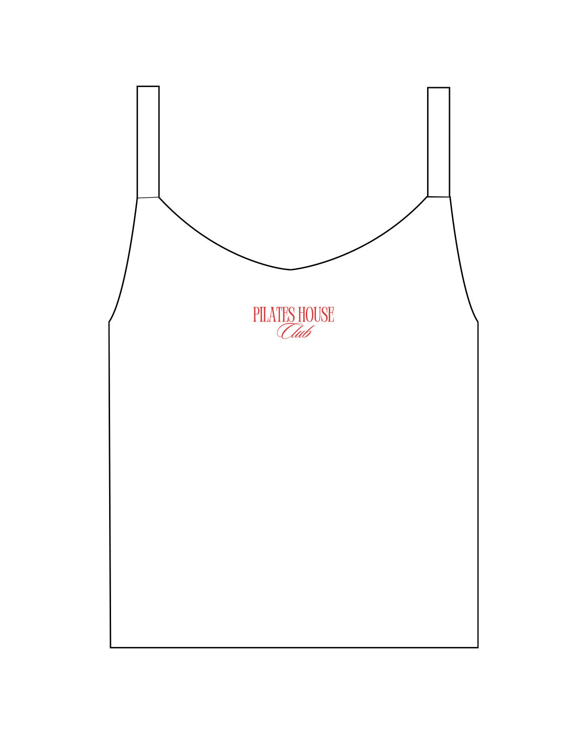 The Micro Rib Strappy Crop Tank - White - PHS - Center Chest - Printed - Red