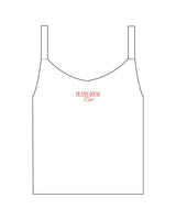 The Micro Rib Strappy Crop Tank - White - PHS - Center Chest - Printed - Red