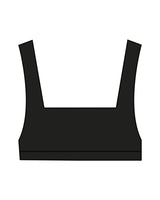 The Box Cut Bra - Black - Royal Training Club - Back Stacked - Printed - White