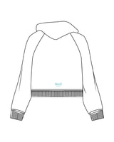 The Cropped Drawstring Hoodie - White - Squeeze Massage - Center Chest Stacked & Back Bottom - Printed - Turquoise